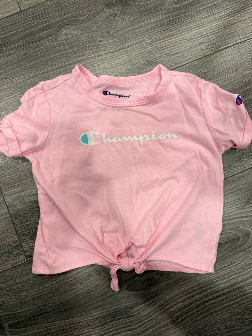 Champion Pink Tie-Front Logo Tee